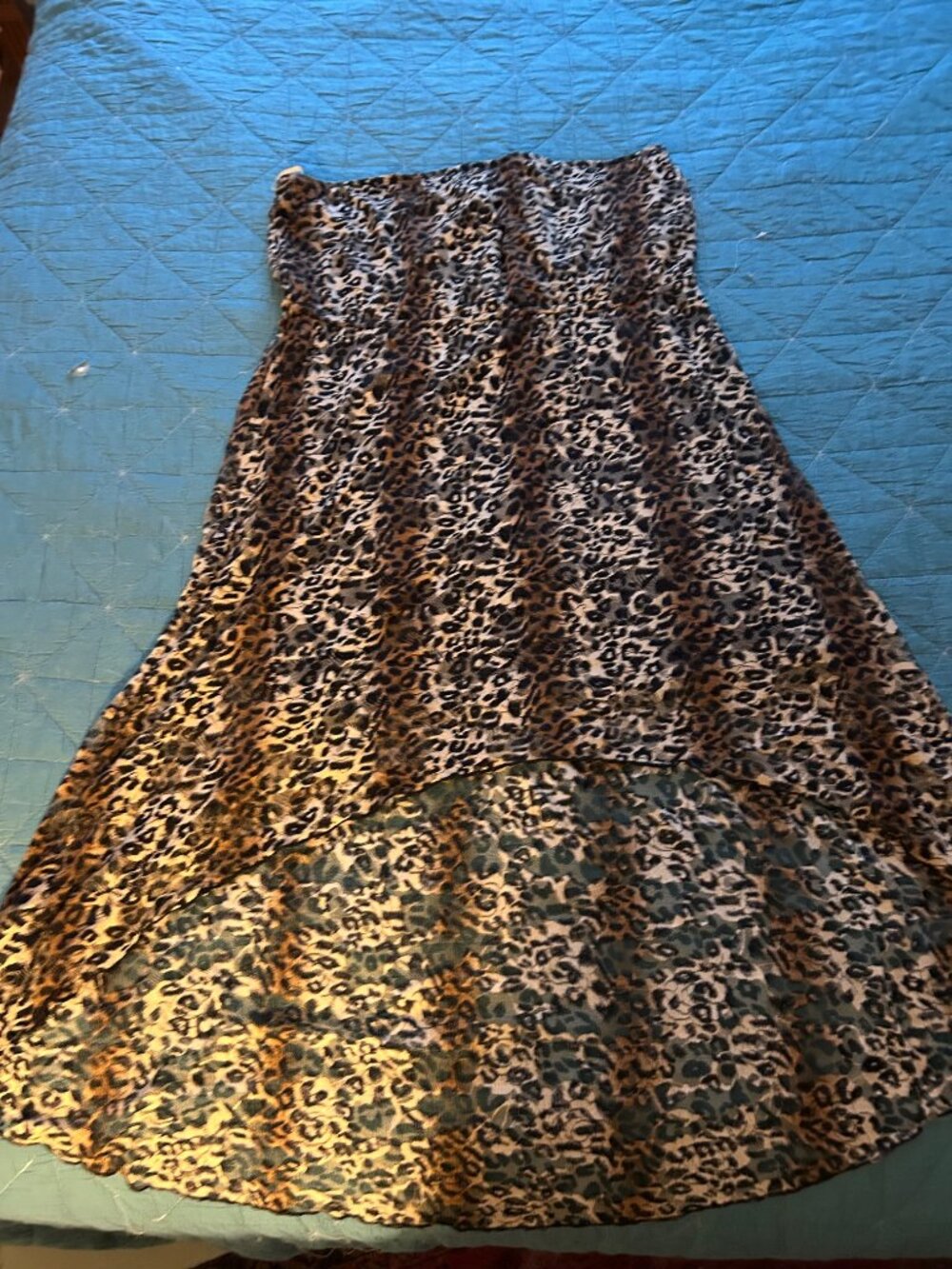 Leopard/ cheetah/ tiger pattern high-low strapless dress size XL